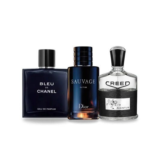 Sada 3 Parfémů Chanel Bleu De Chanel, Dior Sauvage, Creed Aventus 100ml